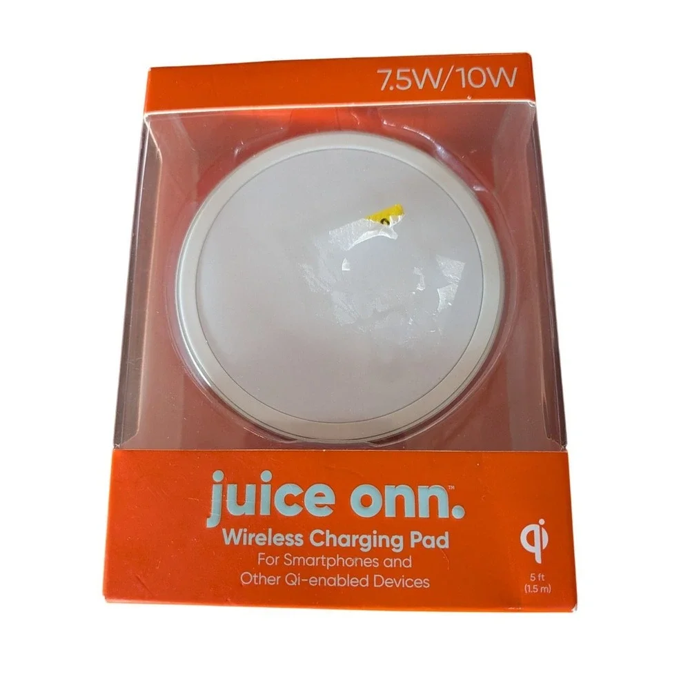 Juice Onn Wireless Charging Pad 7.5W 10W White Qi Enabled for Smartphones 5ft